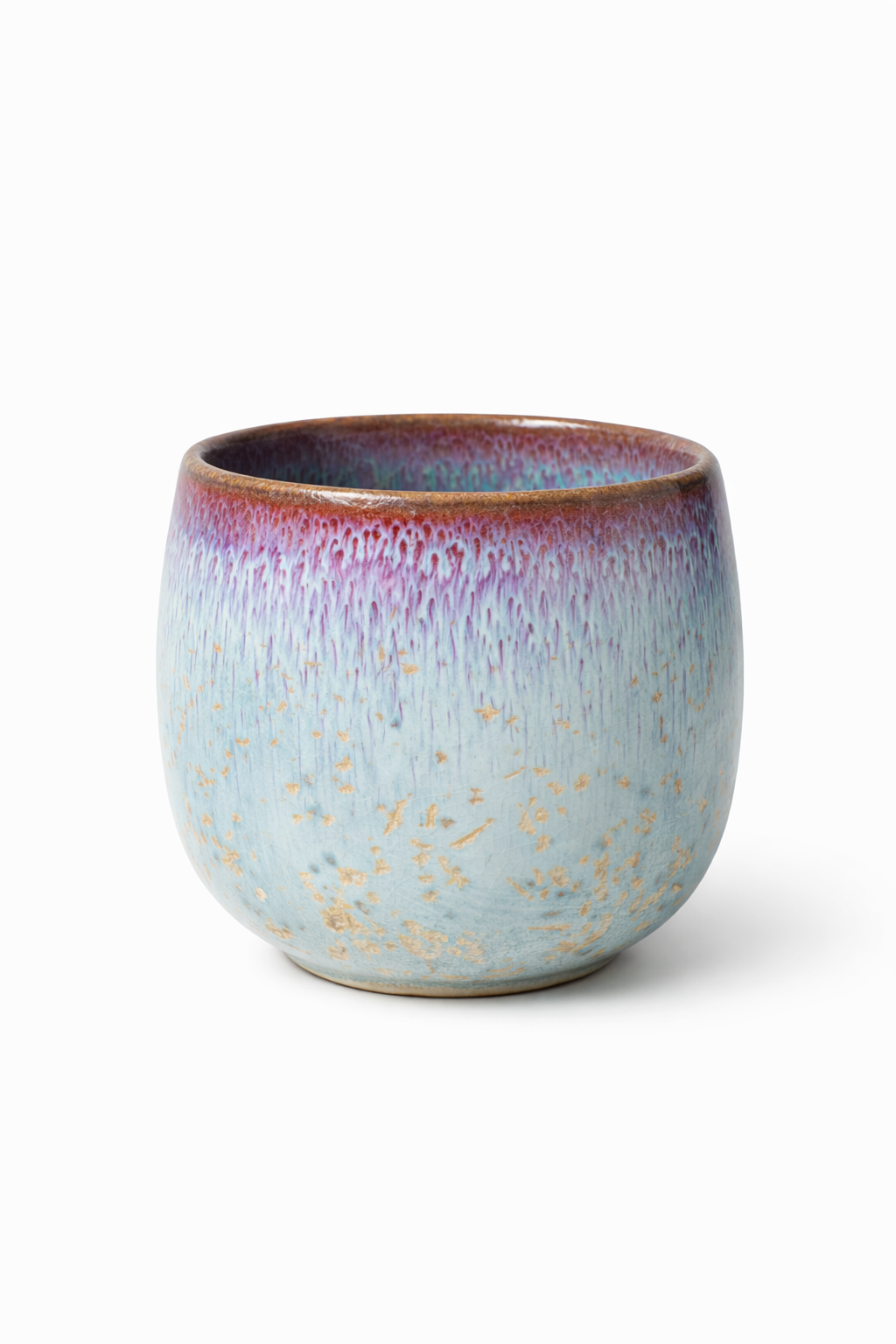 Sky-blue Glaze with Golden Flakes Teacup (Round)